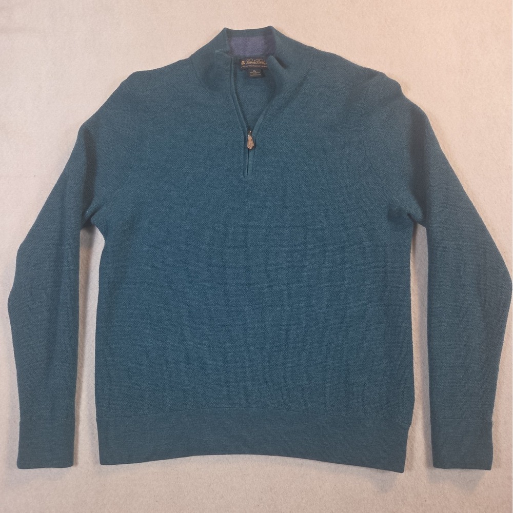 Brooks Brothers Men's XL Extra Fine Italian Merino Wool 1/4 Zip Pullover Sweater